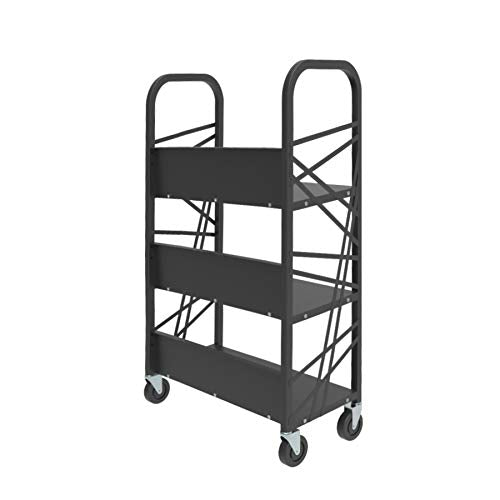 FixtureDisplays® Metal Book Cart Library Cart Pew Cart Mobile Book Storage School Book Organier 18465
