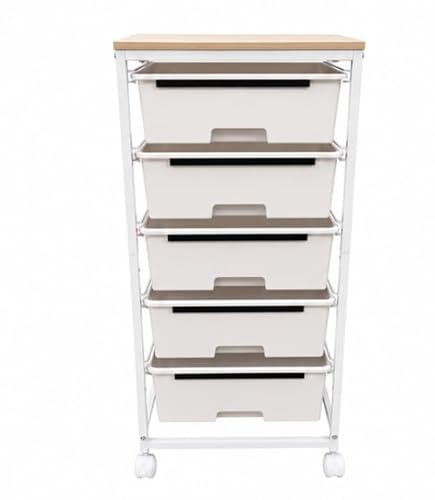 Rolling Storage Cart with 6 Drawers (White)