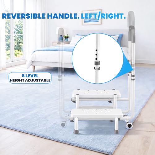 GLANORIA 2 Step Stool with Handle & Wheels for Seniors, Elderly and Adults