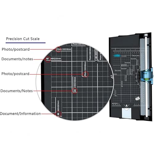 Heavy Duty Rotary Paper Cutter, Manual A4 Paper Trimmer with 4 Blades for Straight, Wave, Dotted, and Creasing Lines, Guillotine Paper Cutter for Photos and Cards