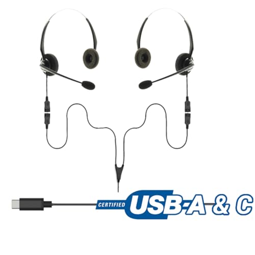 Project Telecom USB-A & USB-C, 2 Users, Binaural Noise Cancelling, Headset Splitter Training Supervising Coaching Bundle - Compatible with Microsoft Teams, Zoom, Cisco Webex, VoIP Softphone Apps