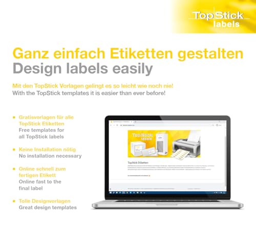 TopStick 8703 Multi-Purpose Labels, 30 Labels Per A4 Sheet, 70 x 29.7 mm, 30000 Labels, Self Adhesive, Small Stickers for Laser and Inkjet Printers, White