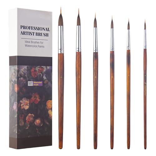 Fine Detail Paint Brush Set Miniature Artist Brushes with Wood Handle for Acrylic Watercolor Oil Scale Model Painting