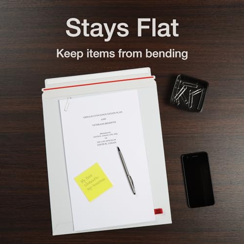 Quality Park 12-3/4 x 15 Photo Document Mailer with Peel and Seal Self Seal Closure, Extra Rigid 26 Pt White Fiberboard, 25 per Box (QUA64019)