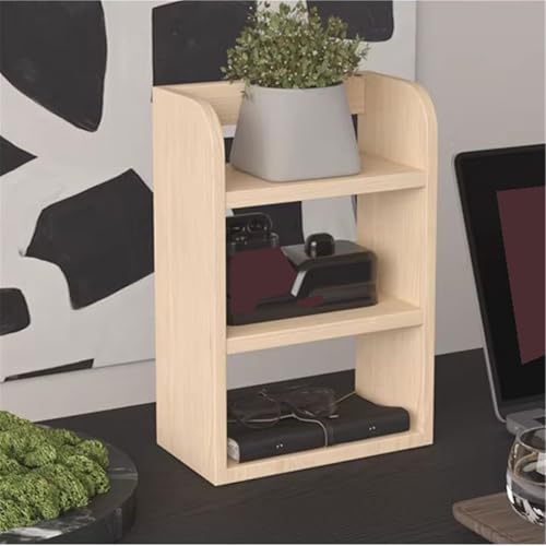 Bookcase Storage Rack Desktop Multipurpose Wooden Bookshelf Stand 3-Tier Simple Storage Rack for Office Home Book Shelf(Large)