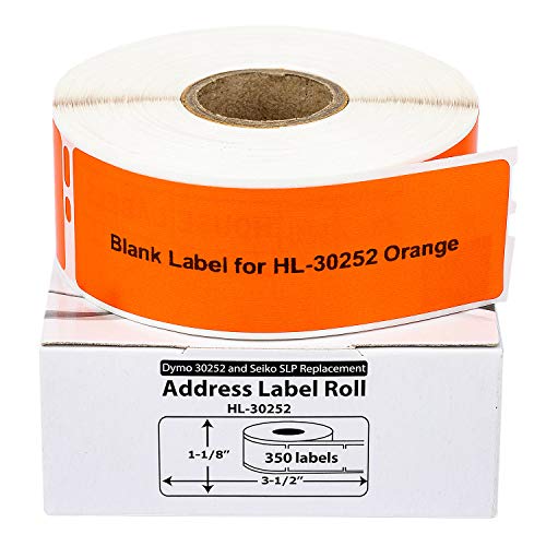 HouseLabels Compatible with Dymo 30252 Labels, Orange, 1-1/8" x 3-1/2"