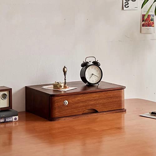 EliteBloom Desktop Storage Box with Drawers - Desktop File Cabinet, with Lock Solid Wood File Cabinet Storage, Desktop Storage Cabinet/Flat Data Cabinet, Home Small Desktop Drawer C,C-1 Drawer