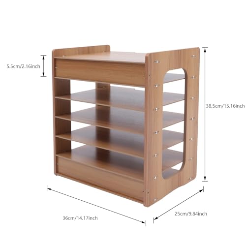 Wood Office Paper Organizer, Desktop File Holder, Letter Tray, A4 Sorter, Document Book, Magazine, 7Tier Widen for Home Office