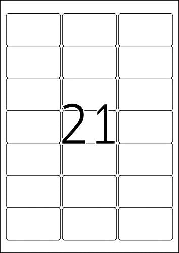 TopStick 8699 Address Labels 1000 Sheets 63.5 x 38.1 mm 21 per A4 Sheet Pack of 21000 Self-Adhesive Printable Matt Blank Paper Address Labels White