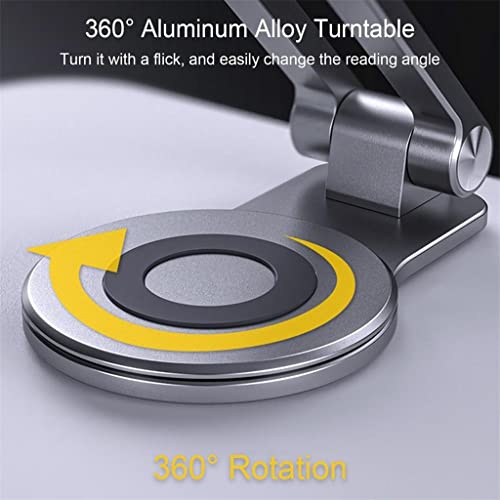 RVCSJAY Book Stand Reading Holder in Bed Rotatable Support 360 Aluminum Alloy Turntable Portable Solid