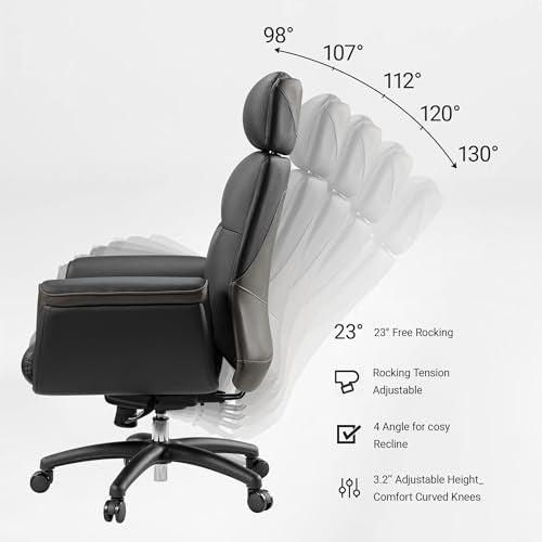EUREKA ERGONOMIC Royal Ergonomic Office Chair Executive Desk Chair, Microfiber Leather High Back Executive Chair Comfy Ergonomic 360° Swivel with Lumbar for Home Workshop- Black