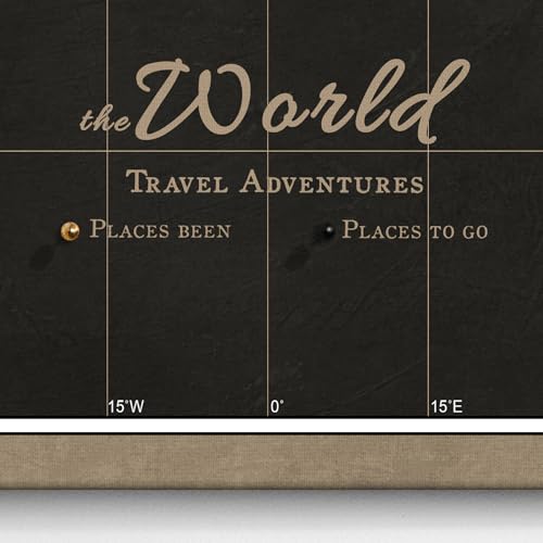 Canvas World Map with Cork Pin Board - English Lettering - Decorative Wall Decoration for All Rooms - Canvas Pictures with World Map Motif (90x60 cm, Pattern 5)