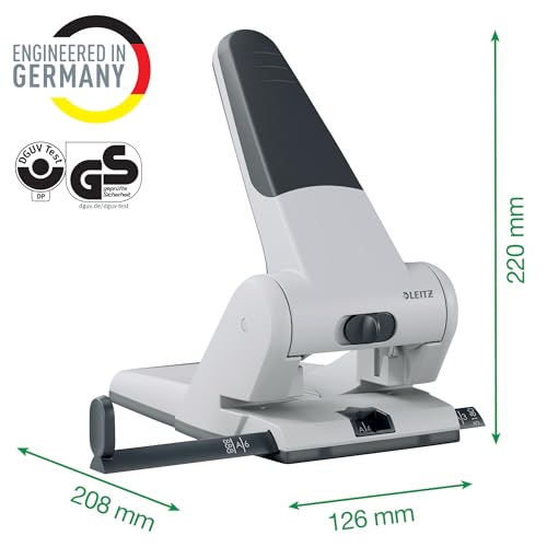 Esselte Leitz 51800035 Filing Hole Punch up to A3 6.5 mm with Stop Rail Blue