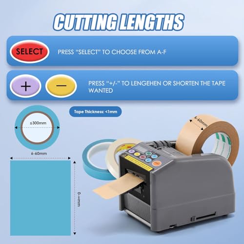 Ostreemaner Tape Dispenser Adhesive Electric，Precise Digital Control of Cutting Length，Cycle Cutting and Storage Memory Functions，for Packaging Office Warehouse Use