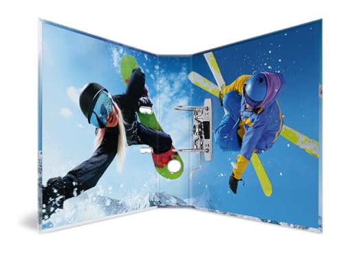 HERMA A4 Lever Arch File Winter Sports, Pack of 5, 70mm Spine, Heavy Duty Folder with Sport Motif, Glossy Finish & Inner Print, Kids Ring Binder, Archiving Folder & Storage File Organizer