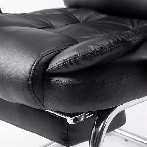 UOPYNE Leather Boss Chair Computer Desk Chair, Ergonomic High Back Cushion Lumbar Support with Wheels Comfortable Black Leather Racing Seat Adjustable Swivel Rolling Home Executive