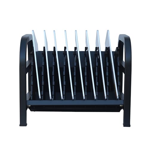 Workington 8-Device Open Desktop School Charging Cart Station for Ipads, Chromebooks, Tablets and Laptops Computer with Power Strip Included, Assembly Required, 1004 Black