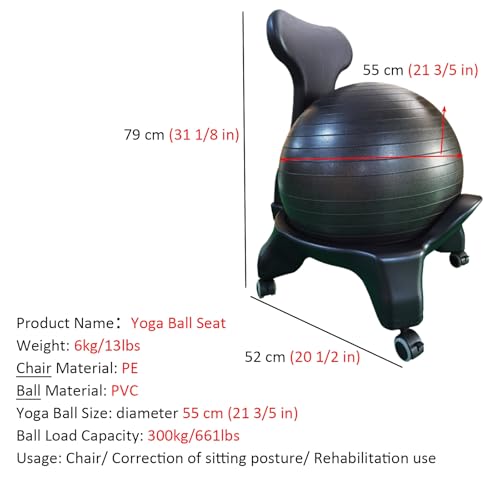 Acivirdde Heavy-Duty Yoga Ball Chair, Ideal for Core Muscle Training, Exercise, and Fitness at Home or in The Office; a Perfect Stability Ball.