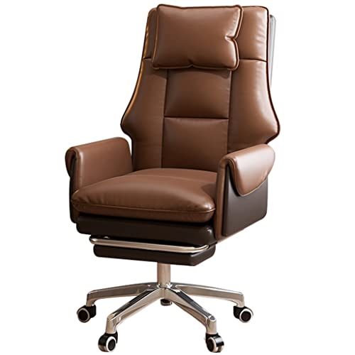 Executive Chair Comfortable Managerial Chairs Home, 360° Rotation Computer Chair, Ergonomic Office Chairs with Headrest, Bearing 150KG(Brown)
