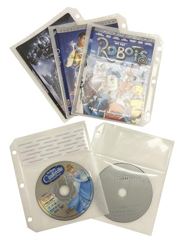 White CD DVD Half Sheet Storage Sleeves for 3 Ring Binders - Filing Sleeve and Booklet Pages for Disc and Insert Organization (Pack of 500)