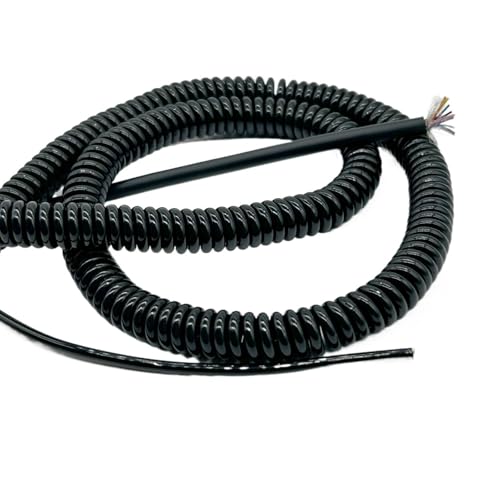 6 Cores Coiled Mains Flex Cable Multicored Spring Power Cord 1.25M 14-24AWG