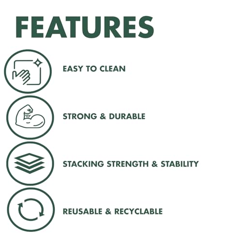 JEZERO Heavy-Duty Collapsible Utility Crate | Durable Recyclable HDPE | Stackable & Reinforced Design | 23.6" x 15.8" x 7.7", 4-Pack