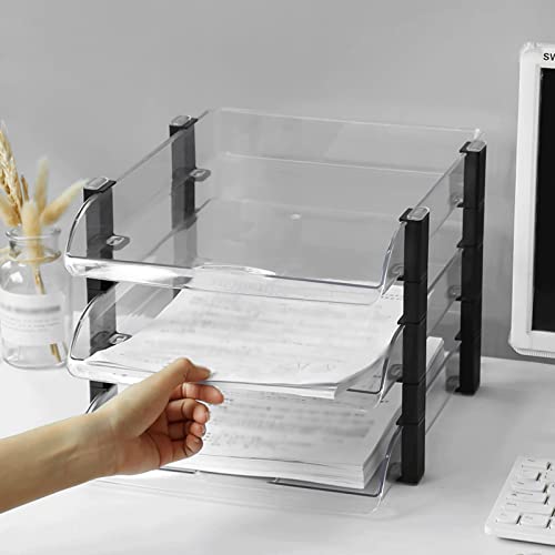 File Magazine Folder Holder Transparent File Holder Three-Layer Plastic Horizontal Frame Student Desktop File Organizer Storage Rack Storage Basket File Organizer (Color : A, Size : 1) (A 2)