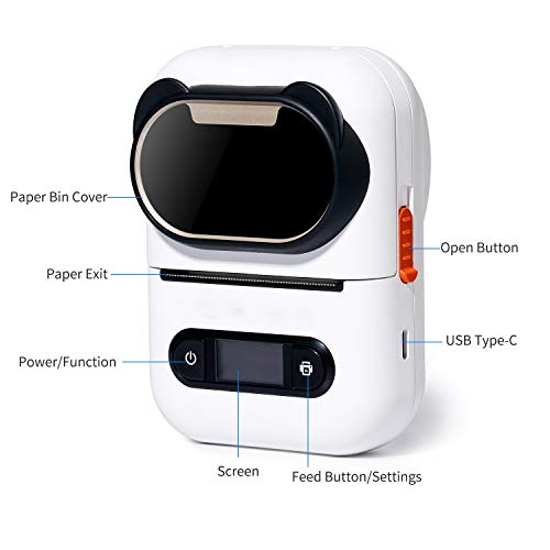 UIOLCFG Portable BT Label Maker Thermal Printer with Rechargeable Battery Compatible with iOS Android Smartphone