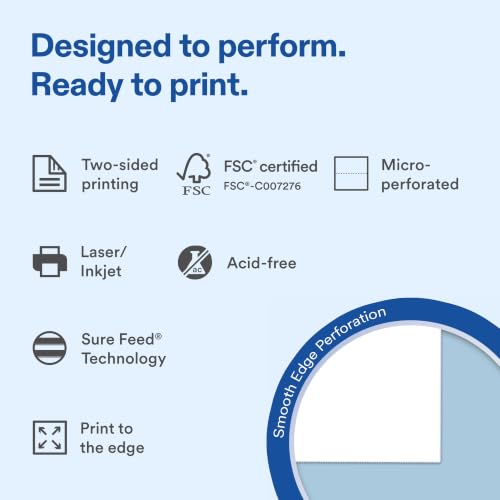 Avery Printable Rectangle Table Tent Cards, 3-3/8" x 3-11/16", Glossy White, Sure Feed Technology, Print-To-The-Edge Capability, Laser/Inkjet Compatible, 100 Total, Ideal for Packaging, & Displays
