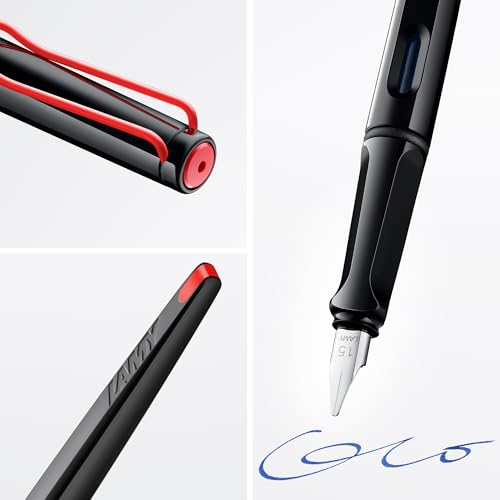 Lamy joy black - calligraphy fountain pen with ergonomic grip & polished steel nib in line width 1.1 mm - Calligraphy Fountain Pen with ribbon nib - incl. ink cartridge T 10 blue
