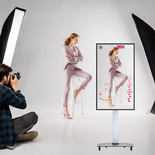 HUSHIDA 55″ Smart Board 1080P Portable TV & Huge Tablet Android 13 & 8G RAM+128G Storage Screen Mirroring for Live Streaming, All in One Digital Whiteboard for Home Classroom and Business Meeting