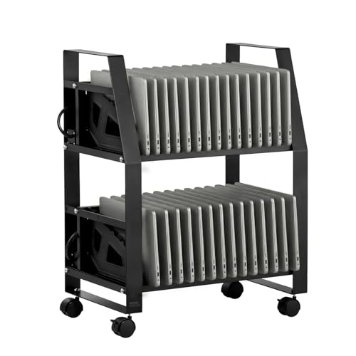 VEVOR Laptop Charging Cart, 32 Devices Mobile Open Charging Station with Wheels, for Tablet and Chromebook - Fits 15.6 in Screen Max, Easy Access Slots, Surge Control, for Office, Classroom, Library