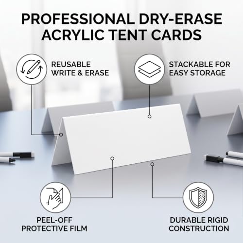 Jelquix Acrylic Dry Erase Tent Cards 20 Pcs