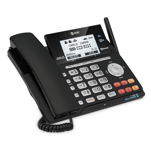 AT&T TL86123 2-Line Corded/Cordless Phone with Answering System, DECT 6.0 Digital Technology, Caller ID/Call Waiting, Intercom, Call Transfer and Remote Access (3 User System)