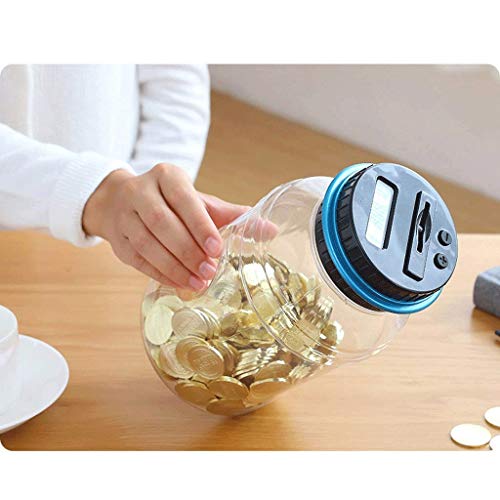 PGNEX Digital Piggy Bank Counter, Automatic UK Coin Counting Jar Money Box for Kids and Adult, Safe Money Bank Coin Saving Pot Container with Display(Gray)