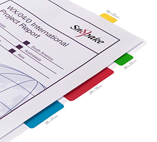 Snopake Extra Thick Repositionable Filing Index Tabs 38x51mm – 24 Tabs [Assorted/Semi-Transparent] 15883