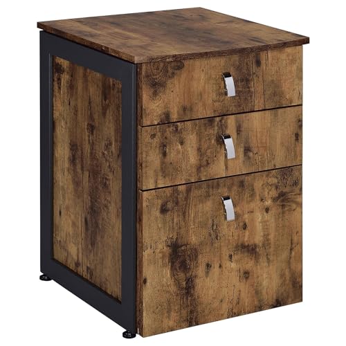 LOONGYOON 3 Drawer Wood Vertical File Cabinet for Office Home School Versatile Filing Organization Storage Cabinets Under Desk Office for Letter Size Printer Stand Assembly Required Antique Nutmeg