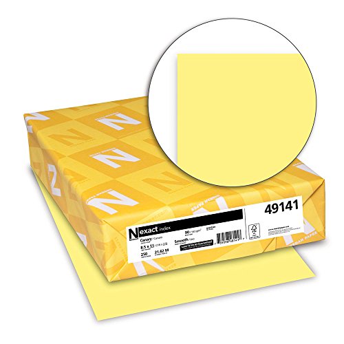 Neenah Exact Index Cardstock, 8.5" x 11", 90 lb/163 gsm, Canary, 250 Sheets (49141)