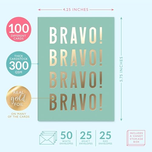Sweetzer & Orange 100 All Occasion Cards & Envelopes Set - Greeting Notecards Assortment Box - Birthday Cards Bulk for Office, Thank You, Holiday, Blank Notecards & more – Organizer Box Included