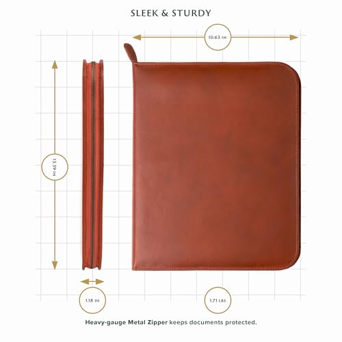 OLDE YORK Leather Padfolio — Leather Binder Portfolio for Men, Padfolio for Men & Women — 100% Authentic Top-Grain Leather (Light Brown)