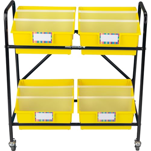 Really Good Stuff Mid-Size Mobile Storage Rack with Picture Book Bins