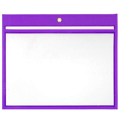 StoreSMART - 6" x 9" - Open Long - Purple Rigid Vinyl Sewn Pocket - 25-Pack - T85206L-P-25