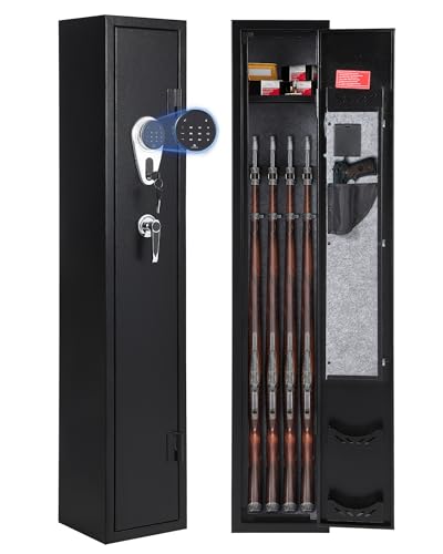 GarveeTech 4 Gun Safe for Rifles and Pistols,Heavy Duty Gun Cabinet, Gun Safes for Rifles with Adjustable Gun Racks & shelf, Large Digital Gun Locker