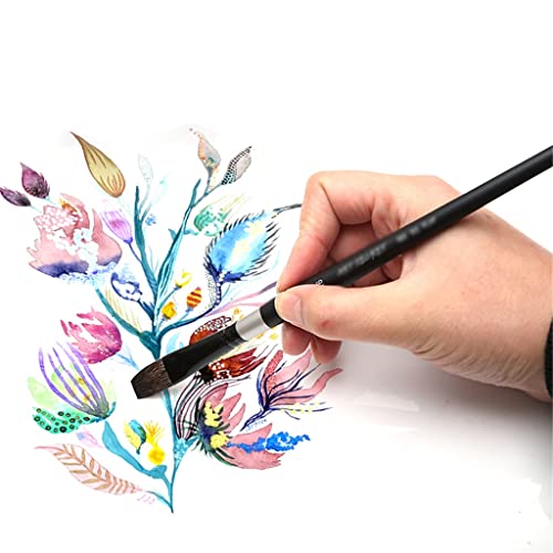 UOHLCX HBJWOV Hair Flat Watercolor Paint Brush Art Painting Brushes for Professional Watercolor Gouache Acrylic Drawing