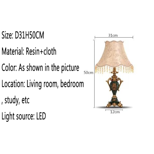 OUFULA European Table Lamp Luxurious Living Room Bedroom Study Villa Hotels Led Retro Creativity Bedside Light (L H50cm 1PCS), zichang2024050139