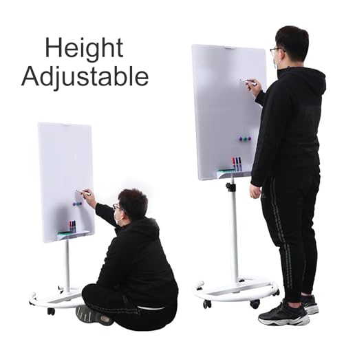 TRUNXUCL Rolling White Board, Dry Erase Board with Stand, Standing Whiteboard Magnetic, Adjustable Height and Angle(Black,60x90cm/24x35in)