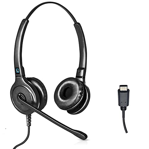 Leitner LH255 – Headsets for Call Centers – Works with All VoIP Phone Systems – Comfortable for All Day Wear – USB-C