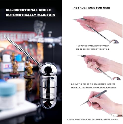 IMOYBBR Precision Hand Stabilizer for Model Making, 360° Horizontal & 210° Vertical Rotation, Anti-Tremor Tool Reduces Hand Shake for Painting & Crafting