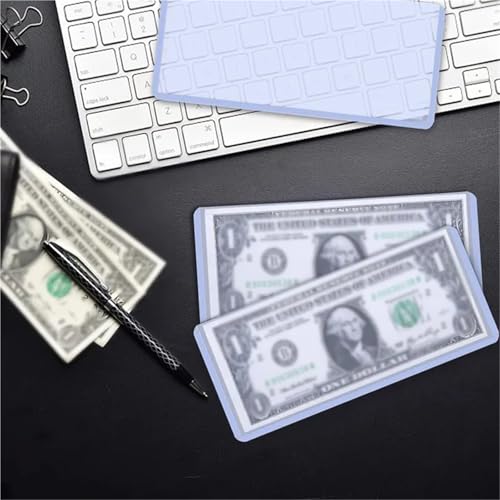 60pcs Currency Sleeves 17.3x7.5cm Hard Plastic Banknote Holder Protective Cover