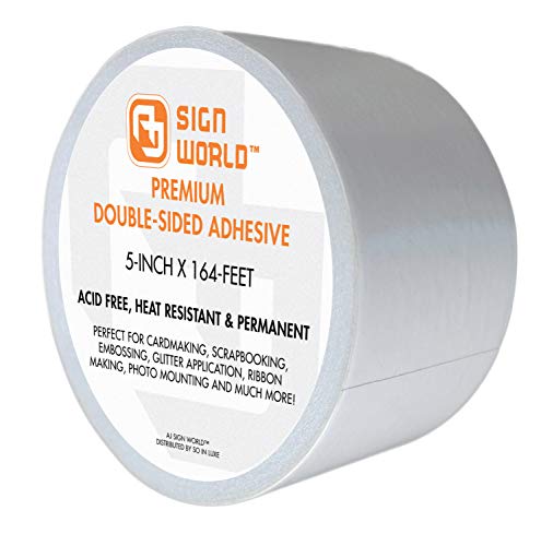 AJ Sign World Best 5" Ultra-Thin Permanent Double-Sided Tape for Arts, Crafts, Photography, Scrapbooking, Tear-by-Hand, Paper Backing, Documents, All Purpose (5-Inch by 164-Feet/55 Yards)